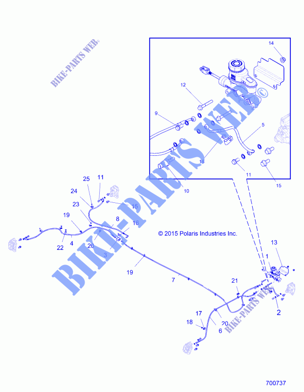 FREINS, LINES AND MAITRE CYLINDRE   R16RDA57A1/B1 (700737) pour Polaris RANGER 6 CREW 570 FULL SIZE de 2016