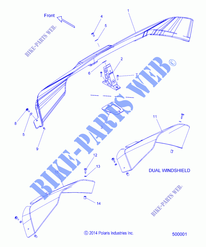PARE BRISE   T15AAS/AAP ALL OPTIONS (500001) pour Polaris SLINGSHOT - SL - SL LE de 2015