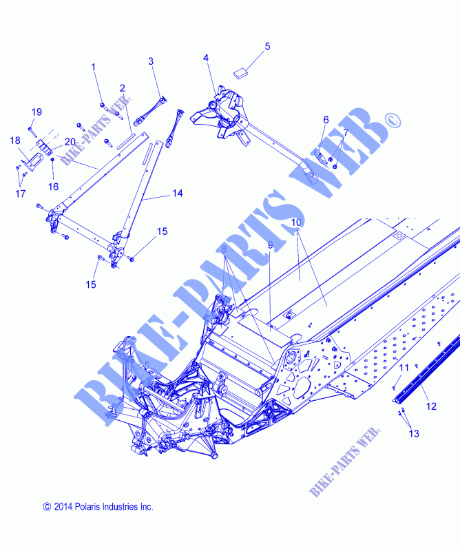 CHASSIS, CHASSIS ASM. AND OVER STRUCTURE   S16CJ5BSL/BEL (49SNOWCHASSISFRT215550155) pour Polaris INDY de 2016