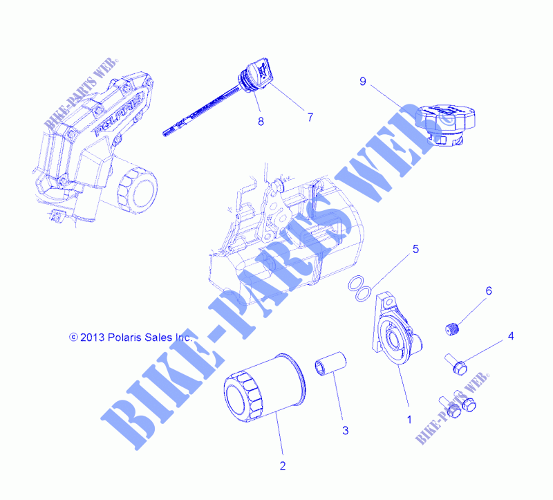 FILTRE A HUILE AND JAUGE A HUILE   Z17VHA57A2/E57AU (49RGROILFILTER14570) pour Polaris RZR 570 de 2019
