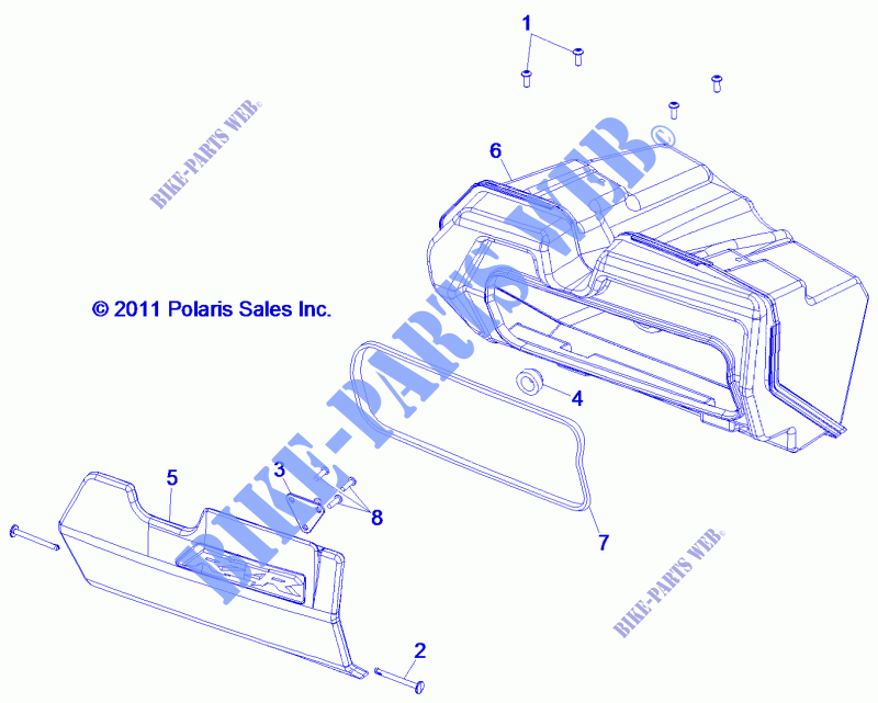 BOITE A GANTS   Z16VHE57AK/AS (49RGRGLOVEBOX12RZR) pour Polaris RZR 570 de 2016