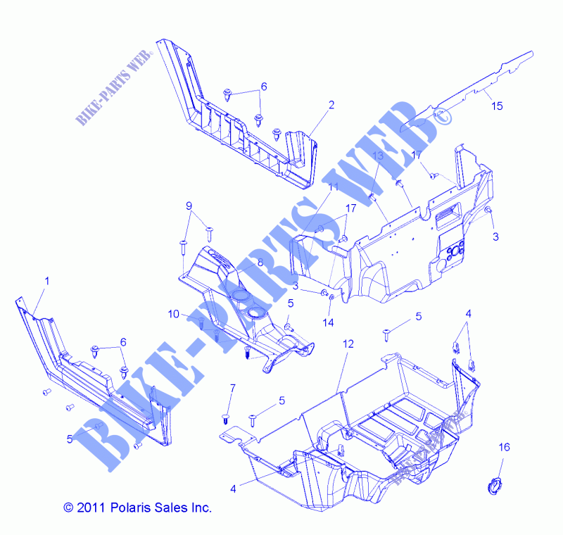 PLANCHER AND ROCKER PANELS   Z16VHA57A2/EAK/AS (49RGRFLOOR12RZR600) pour Polaris RZR 570 de 2016