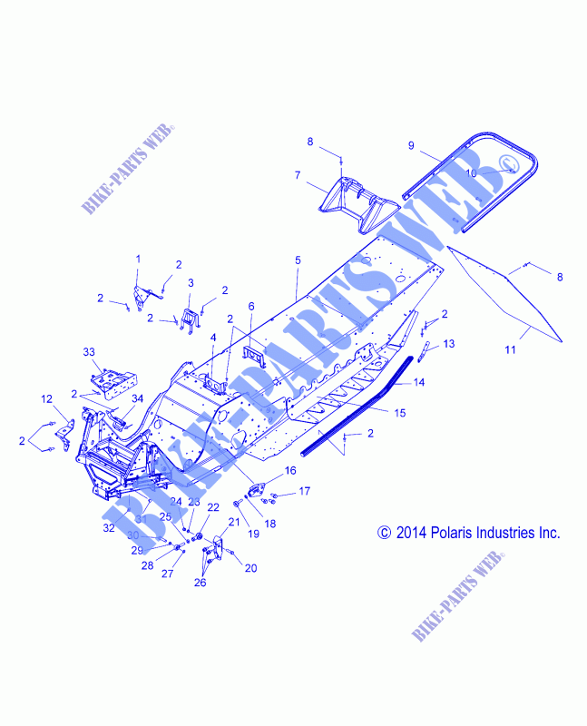 CHASSIS, ASM.   S15MX6JSA/JEA (49SNOWCHASSIS15600R) pour Polaris RACER de 2015
