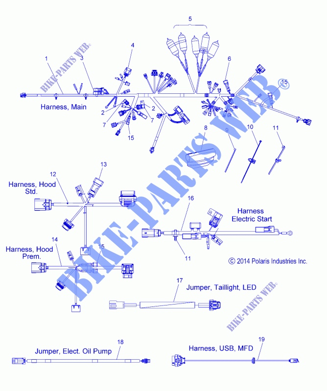 FAISCEAU ELECTRIQUE   S15DF8 ALL OPTIONS (49SNOWHARNESS15PROS) pour Polaris RUSH de 2015