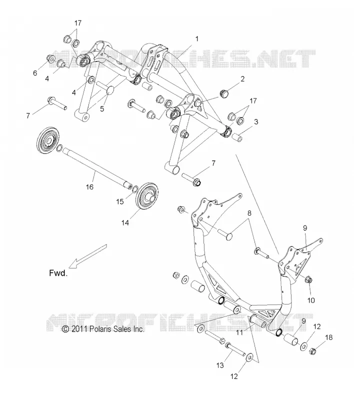 CHASSIS ARRIERE - S14BA8GSL/GEL (49SNOWSUSPCRANK12800) Polaris SNOWMOBILES 800 2014 800 SWITCHBACK ADVENTURE  800 SWITCHBACK ADVENTURE
