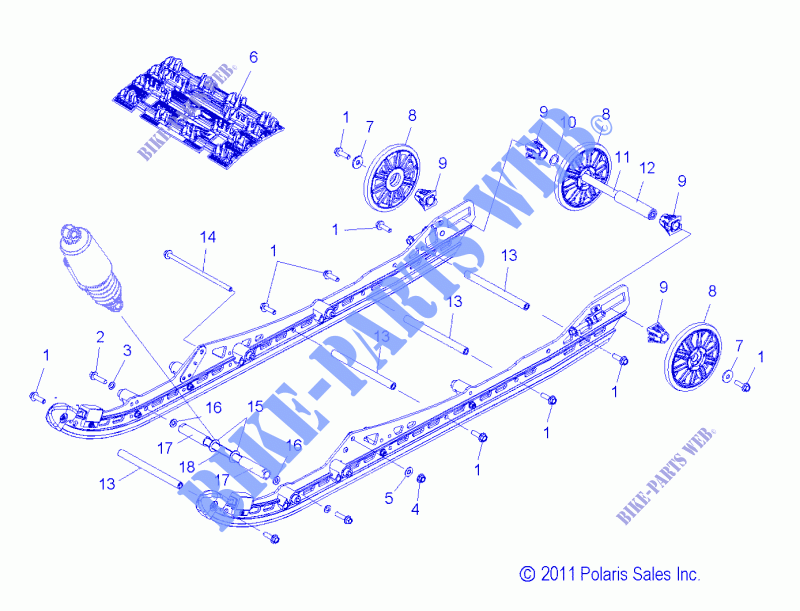 SUSPENSION ARRIERE AND TRACK   S14BA8GSL/GEL (49SNOWSUSPRR12800SB) pour Polaris SWITCHBACK de 2014