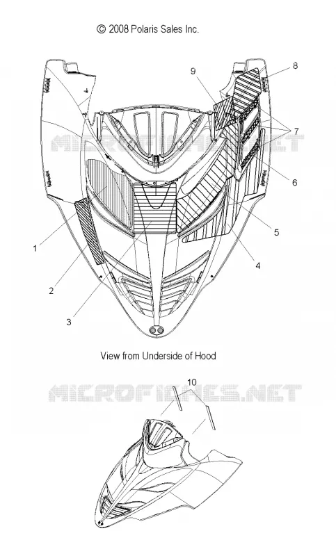 CAPOT FOAM and FOIL - S14PT7FSL (49SNOWCAPOTSCFL10FSTTRG) Polaris SNOWMOBILES 750 2014 IQ TURBO LXT  750 IQ TURBO LXT