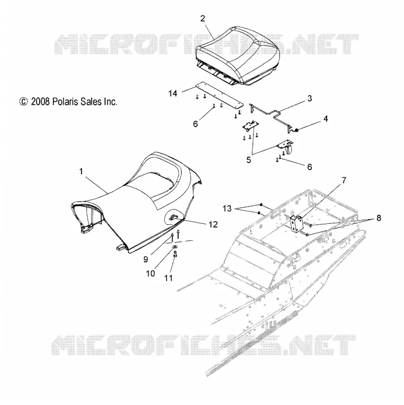 SIEGE ASM. - S14PT7FSL (49SNOWSIEGE09600TRG) Polaris SNOWMOBILES 750 2014 IQ TURBO LXT  750 IQ TURBO LXT