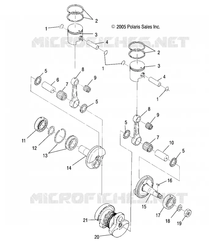 PISTON ET VILEBREQUIN - S14SU4BEL (4997559755C08) Polaris SNOWMOBILES 500 2014 500 WIDETRAK LX  500 WIDETRAK LX