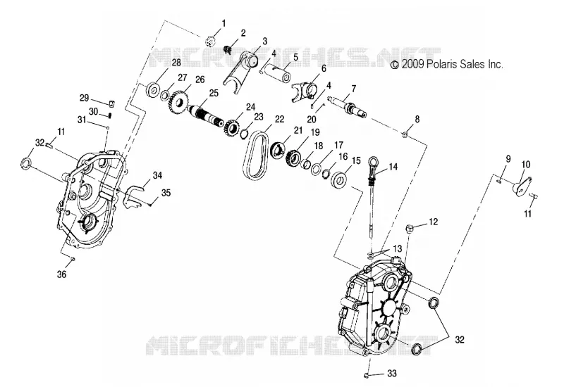 SYSTÈME DE TRANSMISSION, PONT (1 OF 2) - S13SU4BEL (49SNOWDRIVETRAIN10WIDELX) Polaris SNOWMOBILES 500 2013 500 WIDETRAK LX  500 WIDETRAK LX