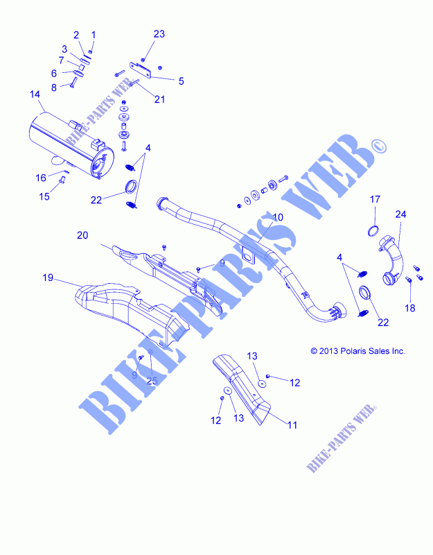 ECHAPPEMENT   A14DH57AA/AJ (49ATVECHAPPEMENT14SP570) pour Polaris SPORTSMAN TOURING 570 EFI de 2014