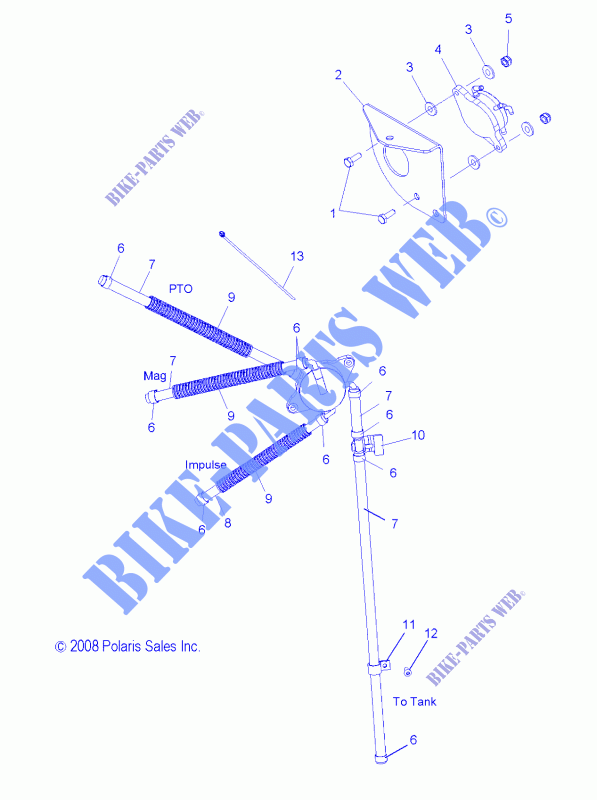 SYSTÈME D'ALIMENTATION, POMPE A CARBURANT and LINES   S11PT5BSL/BEL (49SNOW CARBURANTLINE11550) pour Polaris TRAIL LUXURY de 2011