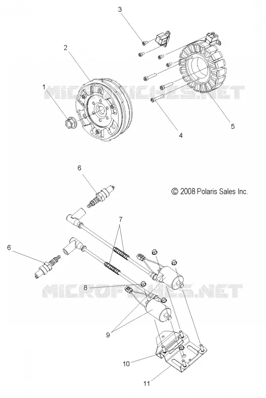ALLUMAGE SYSTEM - S11PS6HSA/HSL (49SNOWSTATOR09600TRG) Polaris SNOWMOBILES 600 2011 600 SWITCHBACK  600 SWITCHBACK