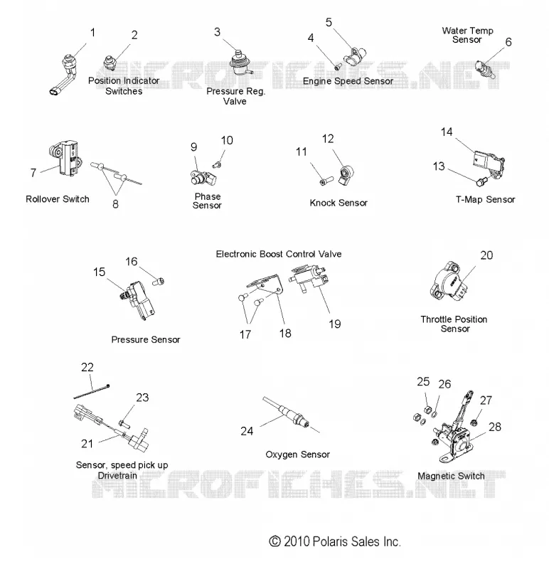 CAPTEURS, SWITCHES and SOUPAPES - S11PT7FSL (49SNOWSENSOR11FSTSBLX) Polaris SNOWMOBILES 750 2011 750 TURBO IQ LXT  750 TURBO IQ LXT