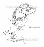 CAPOT MOUNTING AND FRONT PARE CHOCS   S10MX6JSA/JEA (49SNOWCAPOTMTG07440IQ) pour Polaris 600 IQ RACER de 2010
