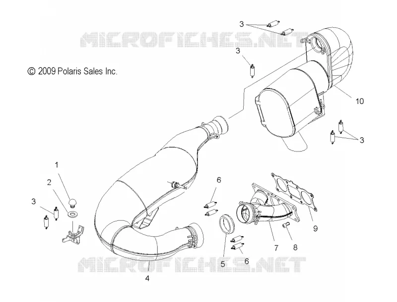 ECHAPPEMENT - S10PR8ESA/ESL (49SNOWECHAPPEMENT10800RMK) Polaris SNOWMOBILES 800 2010 800 SWITCHBACK  800 SWITCHBACK