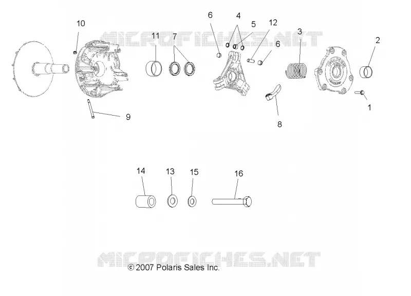 SYSTÈME DE TRANSMISSION, PRIMARY CLUTCH - A13MB46FZ (49ATVCLUTCH08SP500) Polaris ATV 400 2013 HAWKEYE 400 HO 2X4  HAWKEYE 400 HO 2X4 - A13MB46FZ