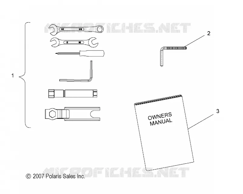 OUTILS and MANUEL DU PROPRIETAIRE - S08PY7FS/FE (49SNOWTOOL08IQTRBO) Polaris SNOWMOBILES 750 2008 750 IQ CRUISER  750 IQ CRUISER