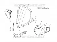 PARE BRISE and MIRRORS   S06PT7HS (4997539753A11) pour Polaris 700 HO TOURING de 2006