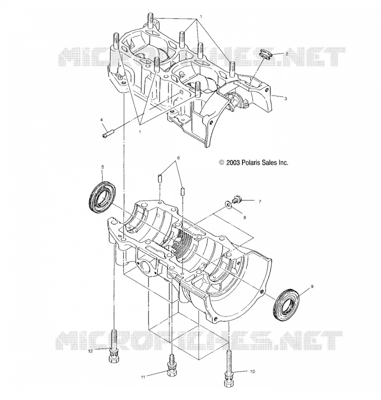 CARTERS MOTEUR - S04ND4BS/BSA (4988678867C12) Polaris SNOWMOBILES 500 2004 500 CLASSIC  500 CLASSIC