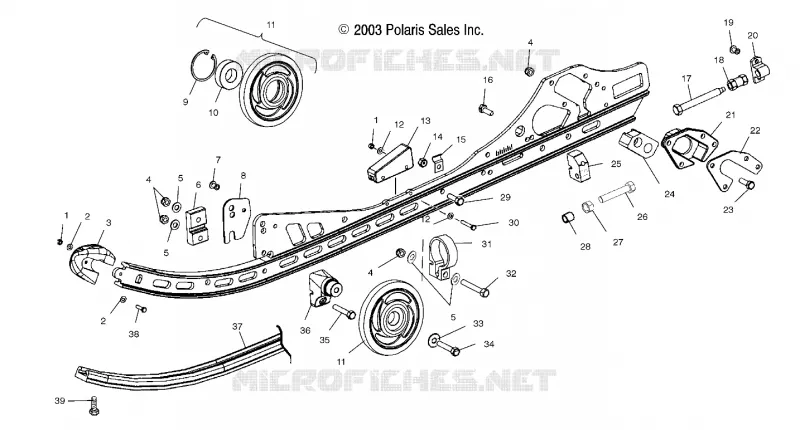 FIXATION RAIL (M-10) - S04ND6ES/ESA/ESB (4988638863B08) Polaris SNOWMOBILES 600 2004 600 CLASSIC  600 CLASSIC