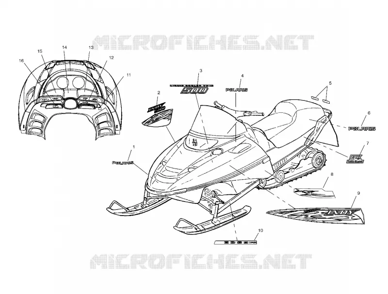 EMBLEMES - S03NB4BS (4977887788A10) Polaris SNOWMOBILES 500 2003 500 EDGE  500 EDGE