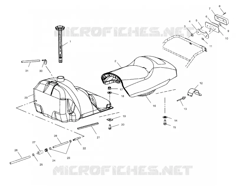 SIEGE AND RESERVOIR - S00SR8BSA (4954115411A006) Polaris SNOWMOBILES 800 2000 800 RMK  800 RMK