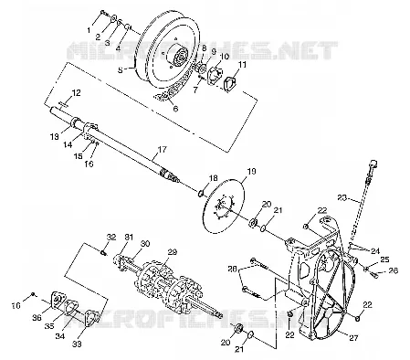 SYSTÈME DE TRANSMISSION - 0980966 (4943724372B009) Polaris SNOWMOBILES 700 1998 RMK  EURO 700 RMK - E980966