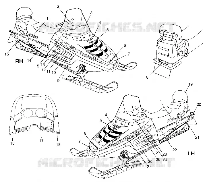 EMBLEMES TRAIL TOURING 0982362 and EUROPEAN TRAIL TOURING E982362 (4942314231B001) Polaris SNOWMOBILES autre 1998 TOURING  TRAIL TOURING - 0982362