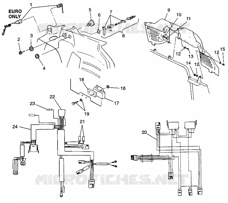 CONSOLE ET FAISCEAU ELECTRIQUE 600 XCR 0975677, 600 XCR SE H975677 AND EUROPEAN 6 (4937963796A010) Polaris SNOWMOBILES 600 1997 XC  600 XCR - 0975677