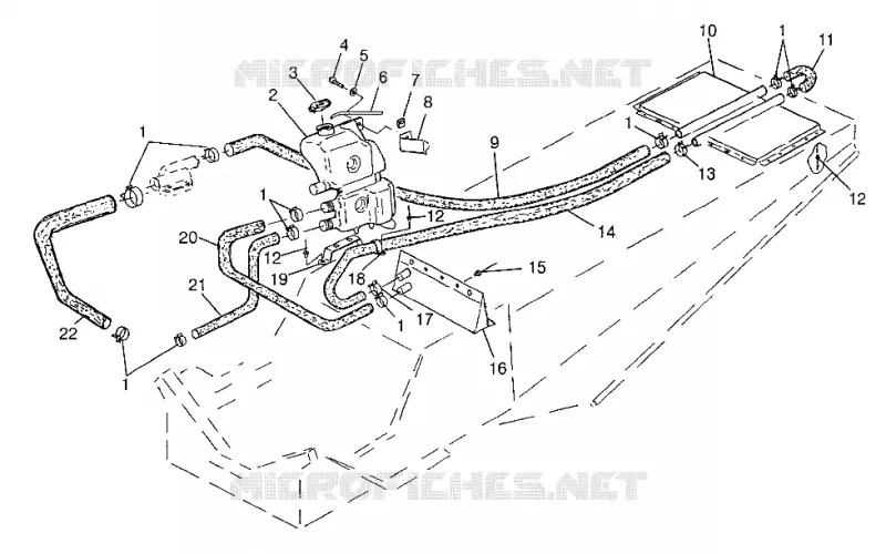SYSTÈME DE REFROIDISSEMENT 700 RMK 0970966, 700 SKS 0970566, and EUROPEAN 700 SKS E9705 (4938573857B006) Polaris SNOWMOBILES 700 1997 SKS  700 SKS - 0970566