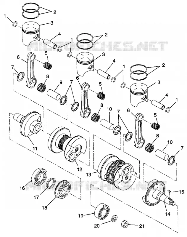 PISTON ET VILEBREQUIN - H975677 (4937963796C013) Polaris SNOWMOBILES 600 1997 XC  EURO 600 XCR SE - E975677