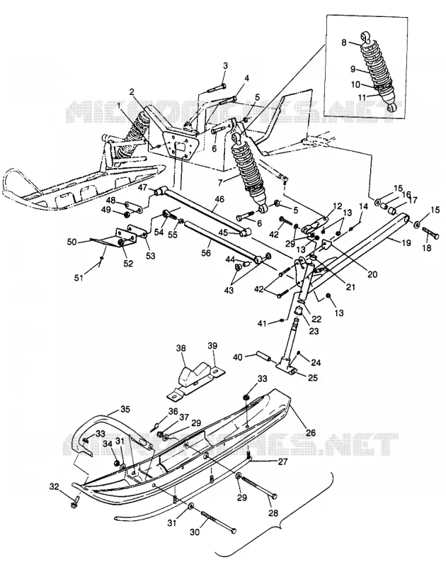 SUSPENSION AVANT AND SKI TRAIL RMK 0970961 (4938333833B001) Polaris SNOWMOBILES autre 1997 RMK  TRAIL RMK - 0970961