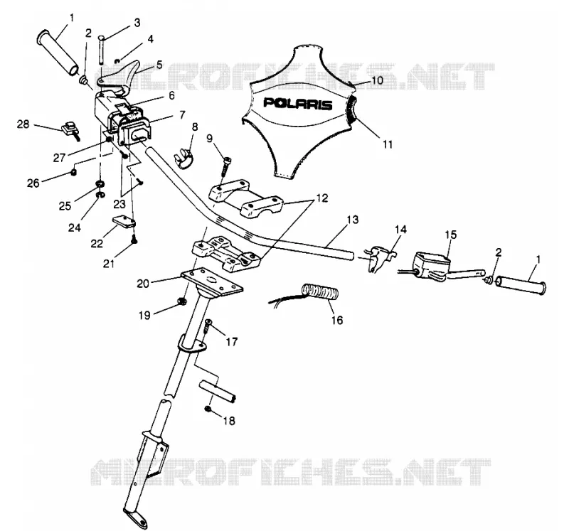DIRECTION - GUIDON XLT 0970756, XLT SKS 0970556,  and XLT RMK 0970956 (4937693769B005) Polaris SNOWMOBILES autre 1997 SKS  XLT SKS - 0970556