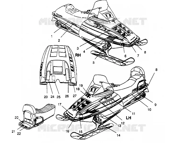 EMBLEMES SPORT 0960443, SPORT TOURING 0960243 and EUROPEAN SPORT TOURING E960 (4932223222A014) Polaris SNOWMOBILES autre 1996 TOURING  EURO SPORT TOURING - E960243