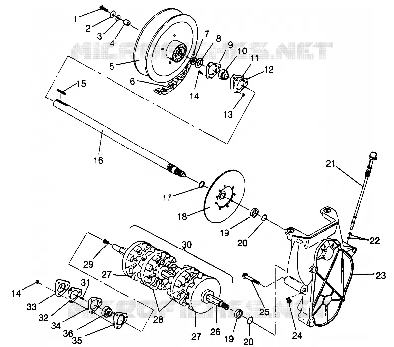 SYSTÈME DE TRANSMISSION ASSEMBLY STORM 0965782, STORM SKS 0965582,  EURO STORM E965782, (4931593159C010) Polaris SNOWMOBILES autre 1996 STORM  EURO STORM - E965782