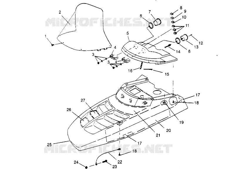 CAPOT 440 0952760, 440 SKS 0952560,  and EUROPEAN 440 SKS E952560 (4929032903A012) Polaris SNOWMOBILES 440 1995 SKS  440 SKS - 0952560