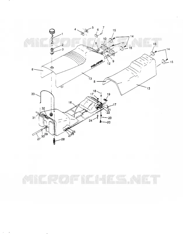 SIEGE ET RESERVOIR SPORT 0950443, SPORT TOURING 0950243  and EUROPE (4928822882A009) Polaris SNOWMOBILES autre 1995 OTHERS  SPORT - 0950443