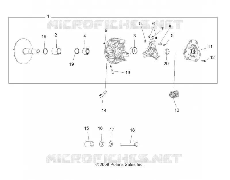 SYSTÈME DE TRANSMISSION, PRIMARY CLUTCH - A12TN55AA/AZ (49ATVCLUTCH10SPXP550) Polaris SPORTSMAN 550 2012 SPORTSMAN X2 550  SPORTSMAN X2 550 - A12TN55AA/AZ