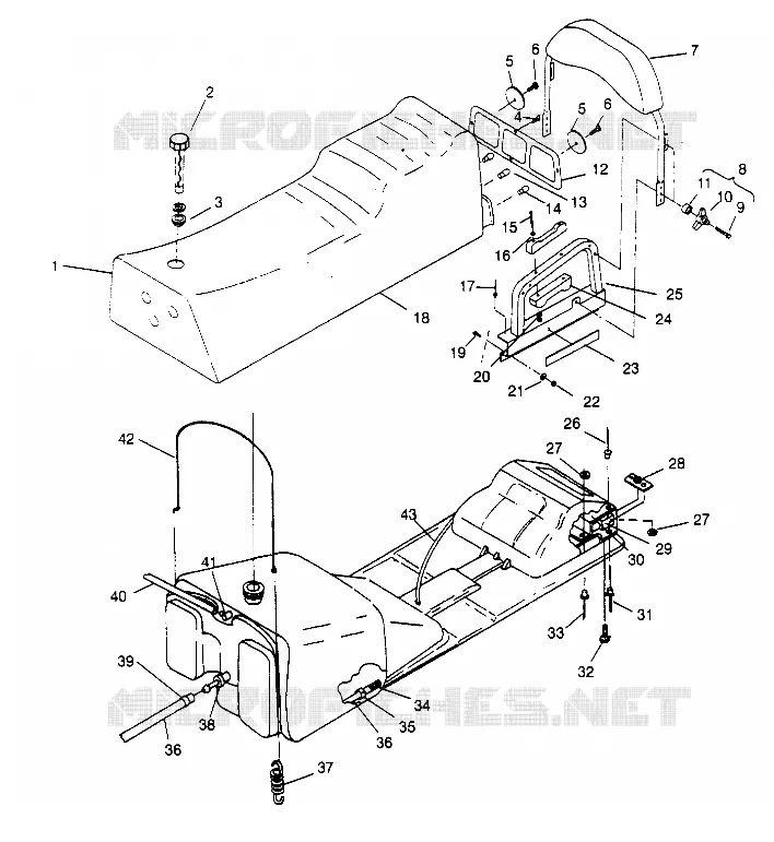 SIEGE ET RESERVOIR  TRAIL DELUXE 0952262 (4928862886A010) Polaris SNOWMOBILES autre 1995 OTHERS  TRAIL DELUXE - 0952262