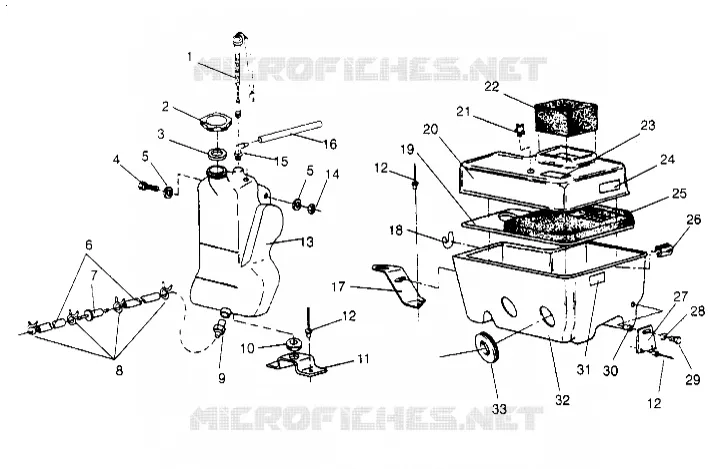RESERVOIR D'HUILE / BOITE A AIR WIDETRAK LX 0952064 and  EUROPEAN WIDETRAK LX E (4928942894C005) Polaris SNOWMOBILES autre 1995 WIDETRAK  WIDE TRAK LX - 0952064