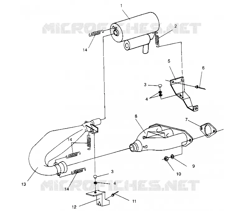 ECHAPPEMENT XLT TOURING 0952857 and  EUROPEAN XLT TOURING E952857 (4929172917C005) Polaris SNOWMOBILES autre 1995 TOURING  XLT TOURING - 0952857