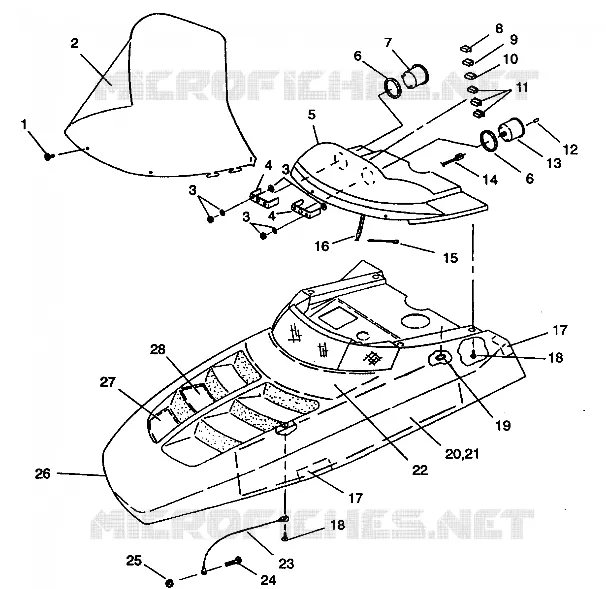 CAPOT 500 EFI E942774 and  EFI SKS E942574 (49274127410007) Polaris SNOWMOBILES 500 1994 OTHERS  EURO 500 EFI - E942774