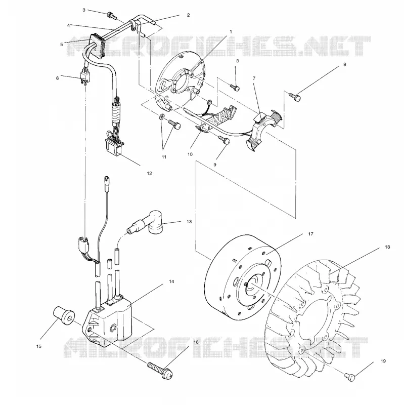 STATOR ASSEMBLY - 0940761 (4924972497d001) Polaris SNOWMOBILES autre 1994 OTHERS  TRAIL DELUXE - 0940262