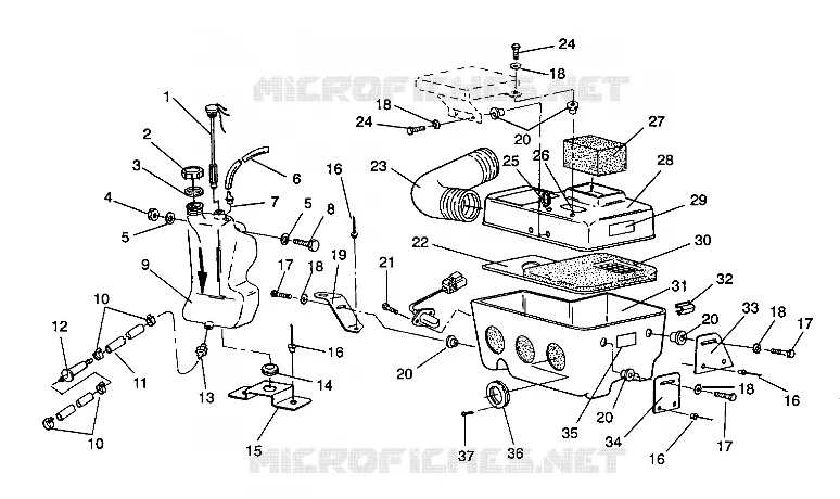 RESERVOIR D'HUILE/BOITE A AIR RXL/0930768 and RXL SKS/0930568 (4922992299027A) Polaris SNOWMOBILES autre 1993 OTHERS  RXL - 0930768
