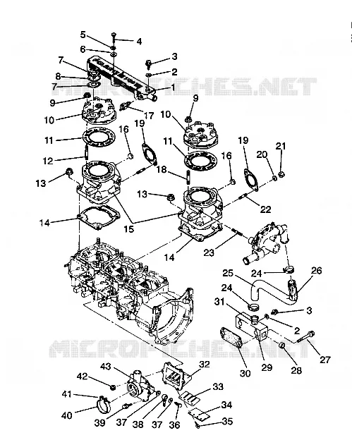 CYLINDRE ET COLLECTEUR ASSEMBLY Storm/0930782 and Storm SKS/0930582 (4923032303029A) Polaris SNOWMOBILES autre 1993 STORM  STORM - 0932770