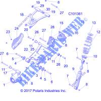 SUSPENSION ARRIERE   A18SHS57CS/ES  pour Polaris SPORTSMAN 570 EPS TRACTOR SP de 2018