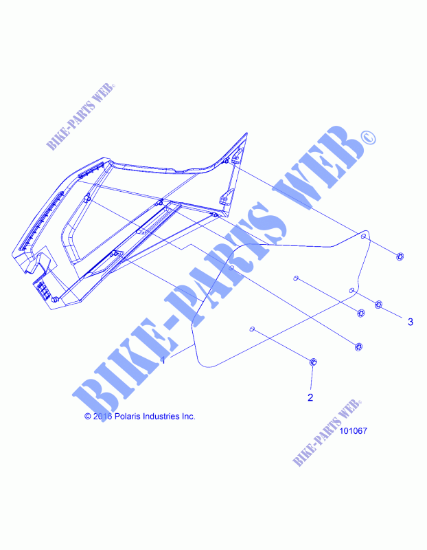 RIGHT HAND SIDE PANEL HEAT SHIELD AND HARDWARE 1 UP   A17SAH50A5 (101067) pour Polaris 450 FARMHAND HD 2x4  de 2017