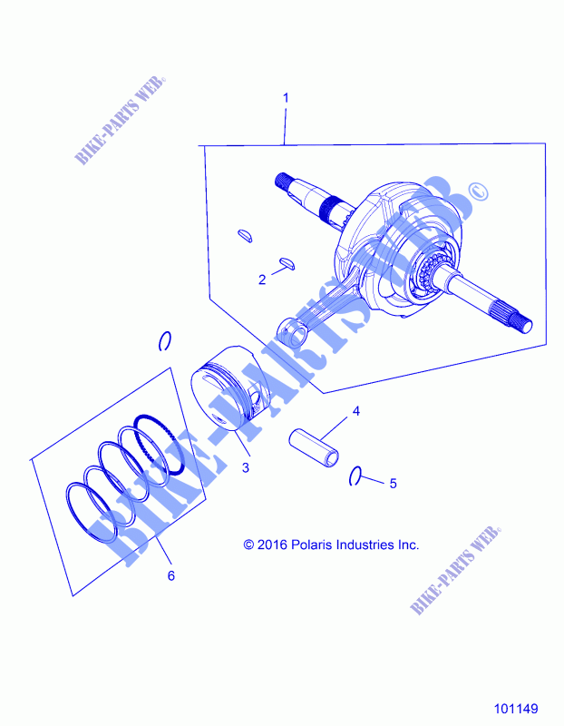 ENGINE, VILEBREQUIN, CONNECTING ROD AND PISTON   A17HAA15N7  pour Polaris ACE 150 MD  de 2017