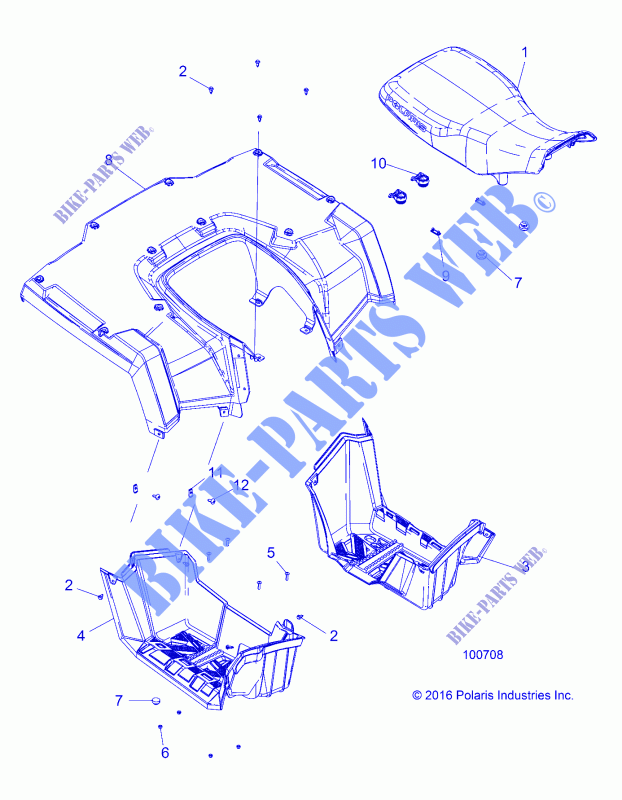 CARROSSERIE ARRIERE CAB, SEAT AND FOOTWELLS   A17SES57C1/C2/C7/CL/E1/E2/E7/EL/SET57C1/C2/E1/E2  pour Polaris SPORTSMAN 570 TRACTOR de 2017